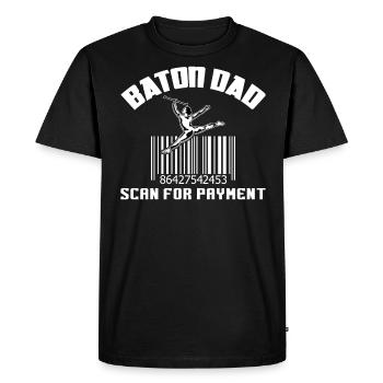 Baton Dad - Scanner pour le paiement - Baton Twirler - T-shirt Premium bio Homme - noir - Devant - Nico (187cm)
