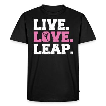Vivre. Amour. Sauter. - Baton Twirler - T-shirt Premium bio Homme - noir - Devant - Nico (187cm)
