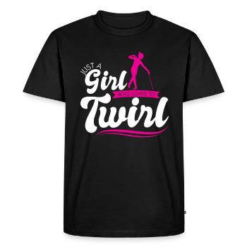 Juste une fille qui aime virevolter - Baton Twirler - T-shirt Premium bio Homme - noir - Devant - Nico (187cm)