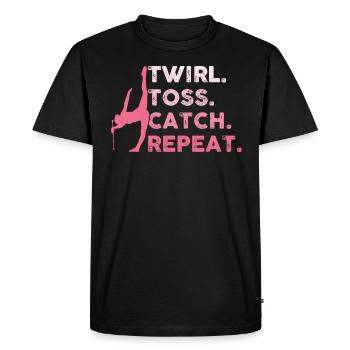 Tournoyer. Jeter. Catch. Répéter. - Baton Twirler - T-shirt Premium bio Homme - noir - Devant - Nico (187cm)