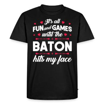 C’est amusant et des jeux jusqu’à ce que le bâton frappe mon visage - T-shirt Premium bio Homme - noir - Devant - Nico (187cm)