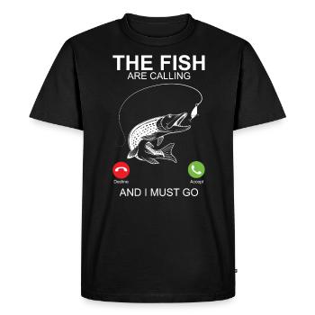 The Fish Are Calling - Fishing - Men's Premium Organic T-Shirt - black - Front - Nico (187cm)