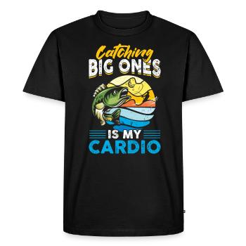 Catching Big Ones Is My Cardio - Fishing - Men's Premium Organic T-Shirt - black - Front - Nico (187cm)