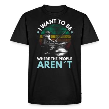 Soyez là où les gens ne sont pas - Pêche - T-shirt Premium bio Homme - noir - Devant - Nico (187cm)