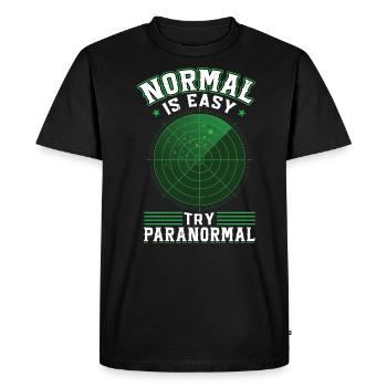 Normal Is Easy - Try Paranormal Ghost Investigator - Men's Premium Organic T-Shirt - black - Front - Nico (187cm)