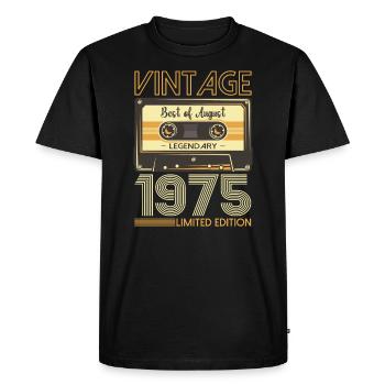 48th Birthday Man August Vintage 1975 Cassette - T-shirt Premium bio Homme - noir - Devant - Nico (187cm)