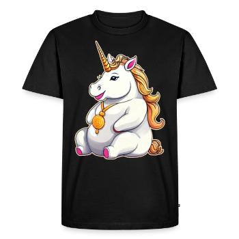 Mignon Gras Bonne Humeur Licorne - T-shirt Premium bio Homme - noir - Devant - Nico (187cm)