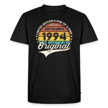 29ème Anniversaire Légende Septembre Millésime 1994 - T-shirt Premium bio Homme - noir - Devant - Nico (187cm)