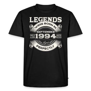29ème Anniversaire Légende Septembre Millésime 1994 - T-shirt Premium bio Homme - noir - Devant - Nico (187cm)