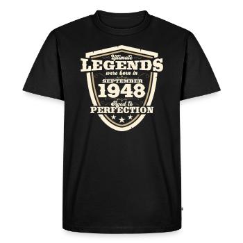 75ème Anniversaire Millésime Septembre Millésime 1948 - T-shirt Premium bio Homme - noir - Devant - Nico (187cm)