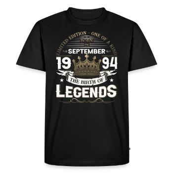 29ème Anniversaire Légende Septembre Millésime 1994 - T-shirt Premium bio Homme - noir - Devant - Nico (187cm)