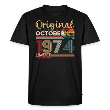 49th Birthday Husband Original October Vintage 1974 - Men's Premium Organic T-Shirt - black - Front - Nico (187cm)