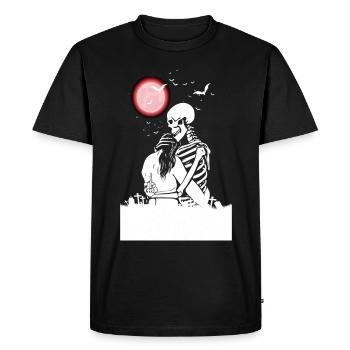 Amour triste - squelette horreur-couple lune rouge - T-shirt Premium bio Homme - noir - Devant - Nico (187cm)