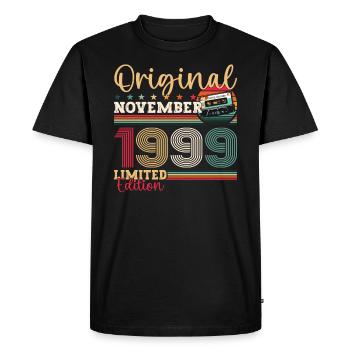 24e anniversaire novembre Vintage 1999 cassette - T-shirt Premium bio Homme - noir - Devant - Nico (187cm)