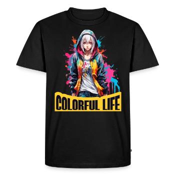 Anime girl with color spots - Men's Premium Organic T-Shirt - black - Front - Nico (187cm)