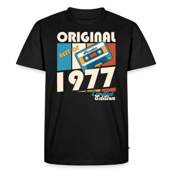 46e anniversaire Cassette novembre Vintage 1977 - T-shirt Premium bio Homme - noir - Devant - Nico (187cm)