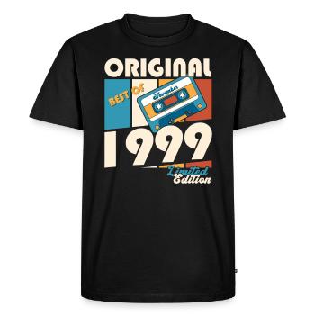 24e anniversaire novembre Vintage 1999 cassette - T-shirt Premium bio Homme - noir - Devant - Nico (187cm)