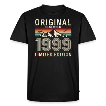 24th Birthday Original December Vintage 1999 - Men's Premium Organic T-Shirt - black - Front - Nico (187cm)