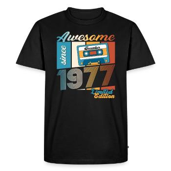 46e anniversaire Cassette décembre Vintage 1977 - T-shirt Premium bio Homme - noir - Devant - Nico (187cm)
