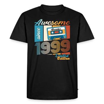 24th Birthday December Vintage 1999 Cassette - Men's Premium Organic T-Shirt - black - Front - Nico (187cm)