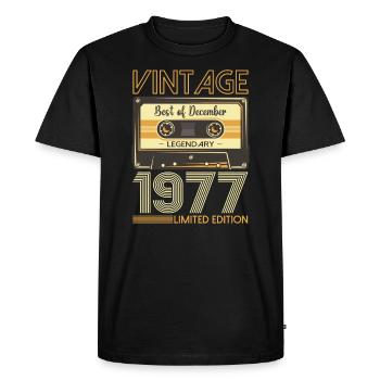 46e anniversaire Cassette décembre Vintage 1977 - T-shirt Premium bio Homme - noir - Devant - Nico (187cm)