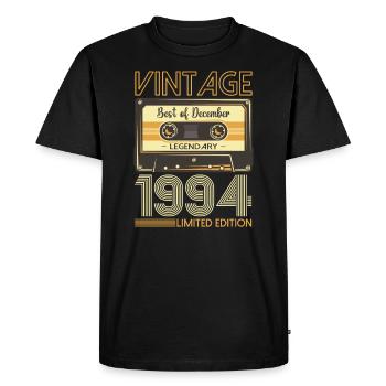 Cassette 29e anniversaire décembre Vintage 1994 - T-shirt Premium bio Homme - noir - Devant - Nico (187cm)