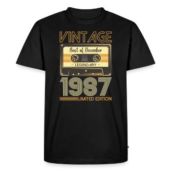 36e anniversaire Cassette décembre Vintage 1987 - T-shirt Premium bio Homme - noir - Devant - Nico (187cm)