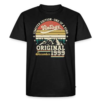 24th Birthday Original December Vintage 1999 - Men's Premium Organic T-Shirt - black - Front - Nico (187cm)
