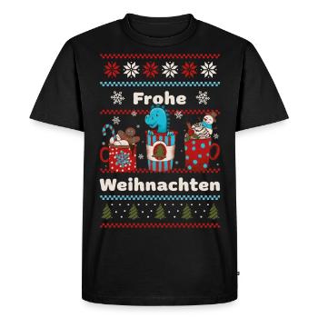 Dino Weihnachten Dinosaurier - Mode für Kinder - Männer Premium Bio T-Shirt - Schwarz - Vorne - Nico (187cm)