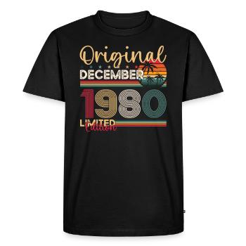 43ème Anniversaire Original Décembre Millésime 1980 - T-shirt Premium bio Homme - noir - Devant - Nico (187cm)