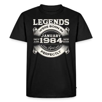 40th birthday Legendary since January Born in 1984 - Men's Premium Organic T-Shirt - black - Front - Nico (187cm)