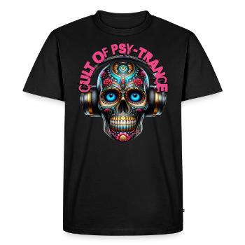 CULT OF PSY-TRANCE - Cool Skull with Headphones! - Men's Premium Organic T-Shirt - black - Front - Nico (187cm)