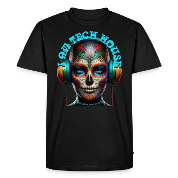 I AM TECH HOUSE - Cool Human with Headphones! - Men's Premium Organic T-Shirt - black - Front - Nico (187cm)