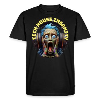 TECH HOUSE INSANITY - Funny Dude with Headphones! - Men's Premium Organic T-Shirt - black - Front - Nico (187cm)