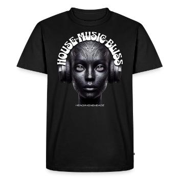 HOUSE MUSIC BLISS - Cool Woman with Headphones! - Men's Premium Organic T-Shirt - black - Front - Nico (187cm)