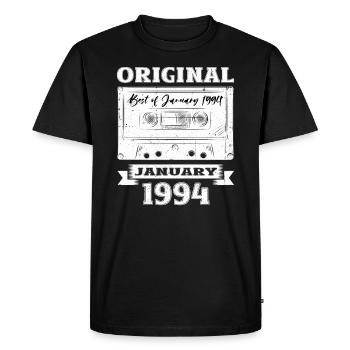 30e anniversaire Cassette janvier Vintage 1994 - T-shirt Premium bio Homme - noir - Devant - Nico (187cm)