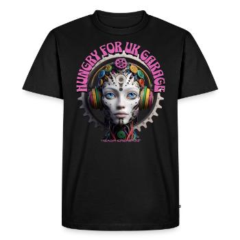 HUNGRY FOR UK GARAGE - Cool Robot with Headphones! - Men's Premium Organic T-Shirt - black - Front - Nico (187cm)