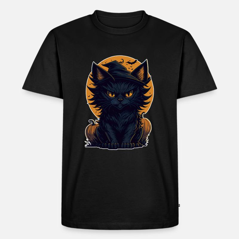 Chat Chat Noir Halloween - T-shirt Premium bio Homme - noir