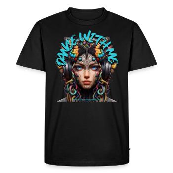 DANCE WITH ME - Cool Woman with Headphones! - Men's Premium Organic T-Shirt - black - Front - Nico (187cm)