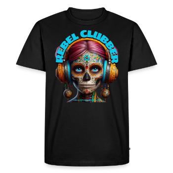 REBEL CLUBBER - Cool Woman with Headphones! - Men's Premium Organic T-Shirt - black - Front - Nico (187cm)