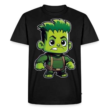 Cute green monster - Men's Premium Organic T-Shirt - black - Front - Nico (187cm)