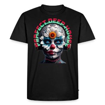 PERFECT DEEP HOUSE - Cool Creature with Headphones - Men's Premium Organic T-Shirt - black - Front - Nico (187cm)