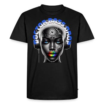DOCTOR BASS DROP - Cool Woman with Headphones! - Men's Premium Organic T-Shirt - black - Front - Nico (187cm)