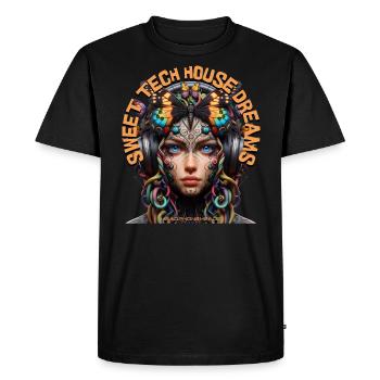 SWEET TECH HOUSE DREAMS – Cool Girl & Headphones! - Men's Premium Organic T-Shirt - black - Front - Nico (187cm)
