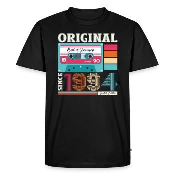30e anniversaire Cassette janvier Vintage 1994 - T-shirt Premium bio Homme - noir - Devant - Nico (187cm)