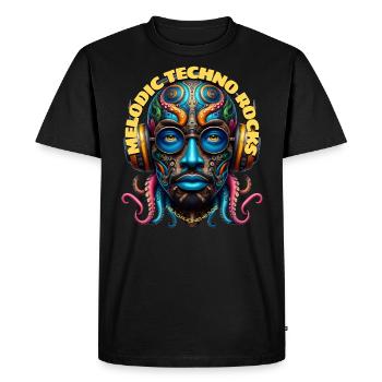 MELODIC TECHNO ROCKS - Cool Dude with Headphones! - Men's Premium Organic T-Shirt - black - Front - Nico (187cm)