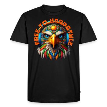 FREE TO HARDSTYLE – Cool Eagle with Headphones! - Men's Premium Organic T-Shirt - black - Front - Nico (187cm)