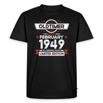 75e anniversaire Vintage Février Millésime 1949 - T-shirt Premium bio Homme - noir - Devant - Nico (187cm)