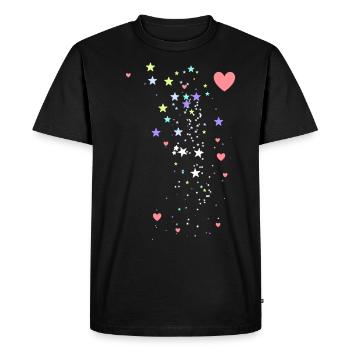 Étoiles, coeurs, couleurs pastel, illustration - T-shirt Premium bio Homme - noir - Devant - Nico (187cm)