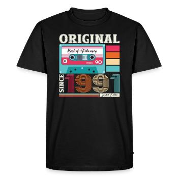 33e anniversaire mari février 1991 Mixtape Cassette - T-shirt Premium bio Homme - noir - Devant - Nico (187cm)